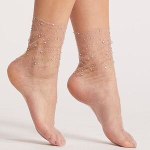 HIGH HEEL JUNGLE CRYSTAL SLOUCHY  SHEER TULLE SOCKS LILAC OS NWT